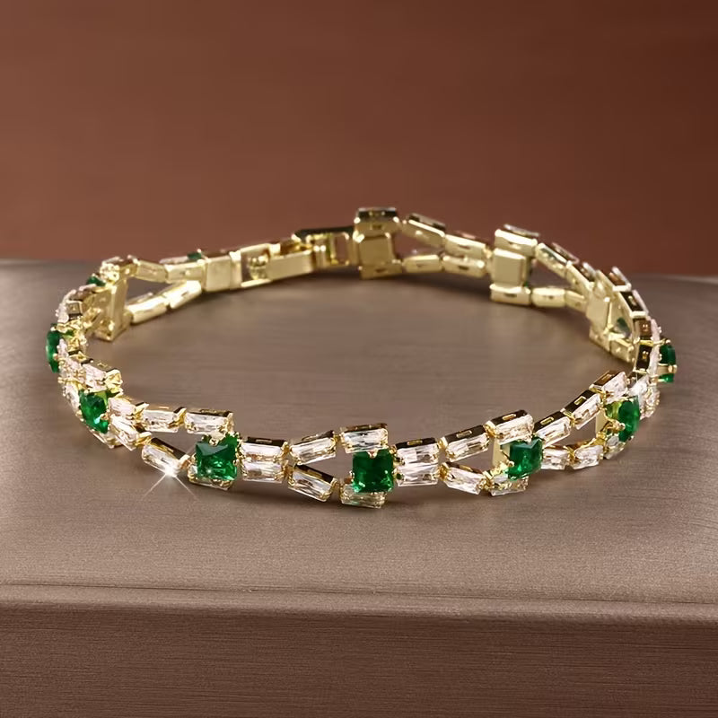 Pulseira Riviera Verde Link | Ouro