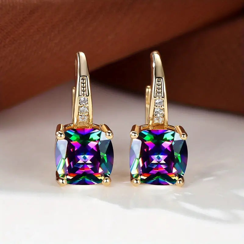 Brincos de Argola com Pedra Mística | Ouro