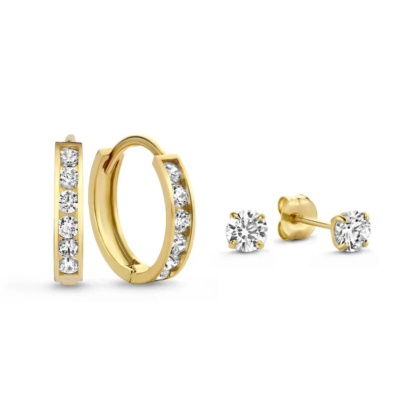 Conjunto de Brincos de Pedra Dara Brillane | Ouro