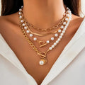 Conjunto de Colares Vintage com Pérola e Corrente Snake | Ouro