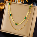 Colar Sorella Gem Retro em Duas Camadas | Ouro
