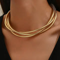 Colar Dourado em Três Camadas | Ouro